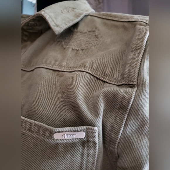Men's Zara Denim Coat / Over Shirt - size S - Like New! Olive Green - Picture 2 of 5